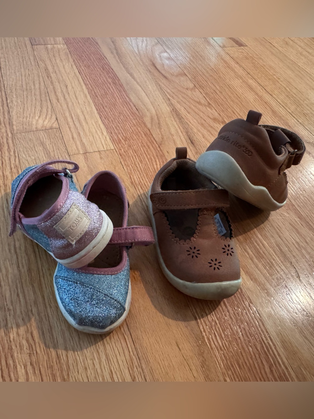 Toms Girls' Glitter Pink Mary Jane & stride rite Brown Mary Jane